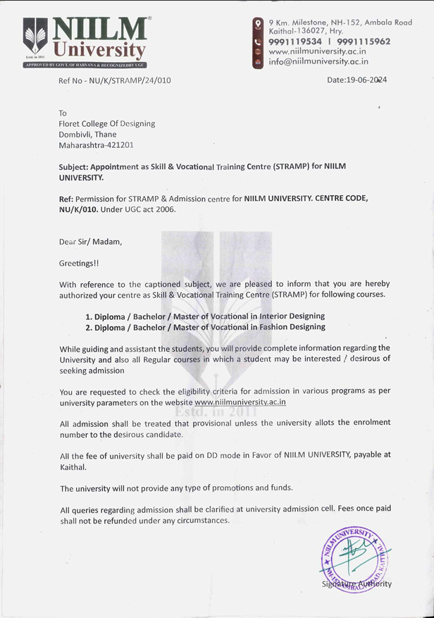 Floret College NIILM University Certificate